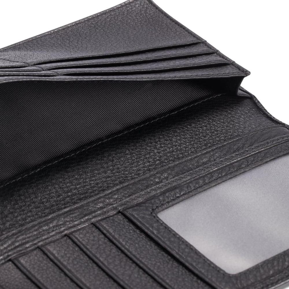 Men's Leather Plain Bi-Fold Long Wallet
