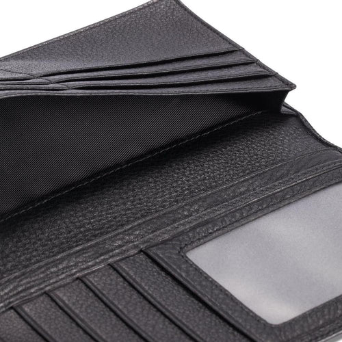 Men's Leather Plain Bi-Fold Long Wallet
